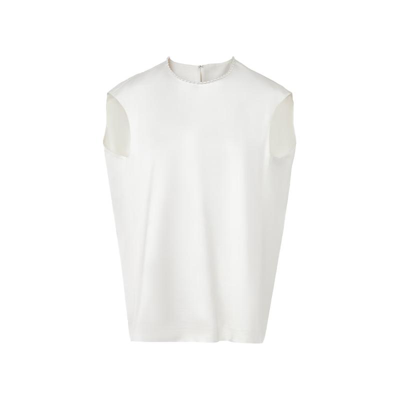LANGZI Acetate Round Neck Oversized Vest Shirt and Skirt L
