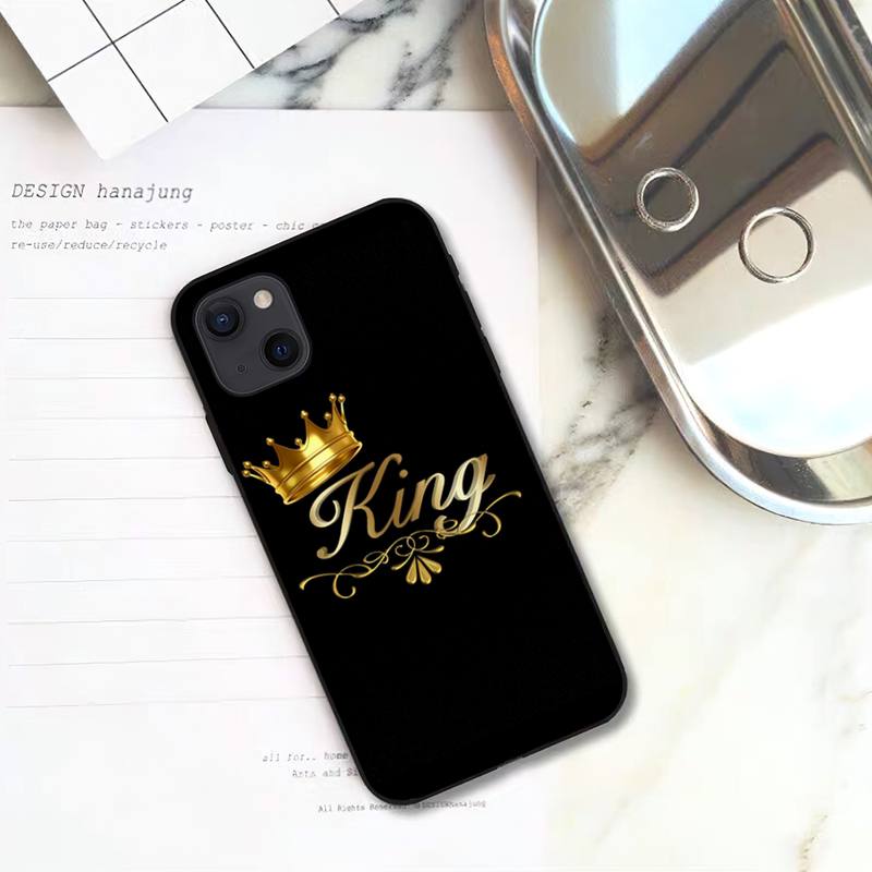 Husa telefon King Queen Art pentru iPhone 11 12 Mini 13 14 Pro XS Max X 8 7 6s Plus 5 SE XR Shell