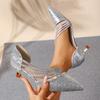 Luxury Crystal Women High Heels Sandals Pointed Toe Heeled Shoes 2025 New Sexy Designer Woman Slippers Summer Pumps Sandalias
