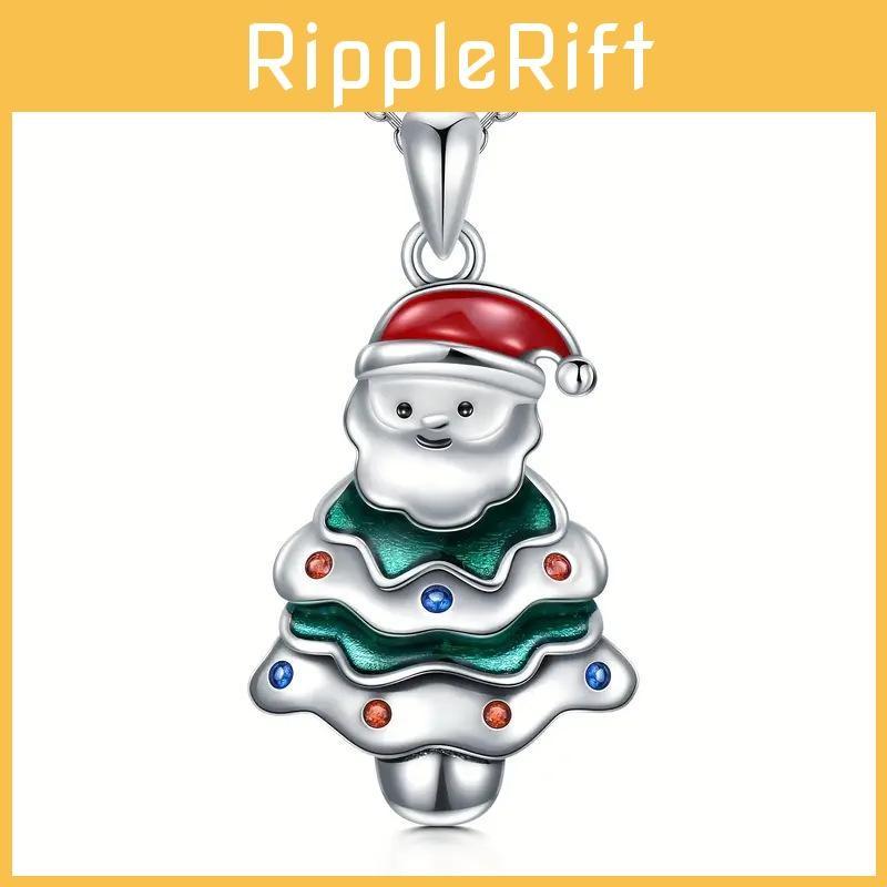 Geometrische Weihnachtsmann-Anhänger-Halskette Eingelegte Legierung Feiertagsfeier