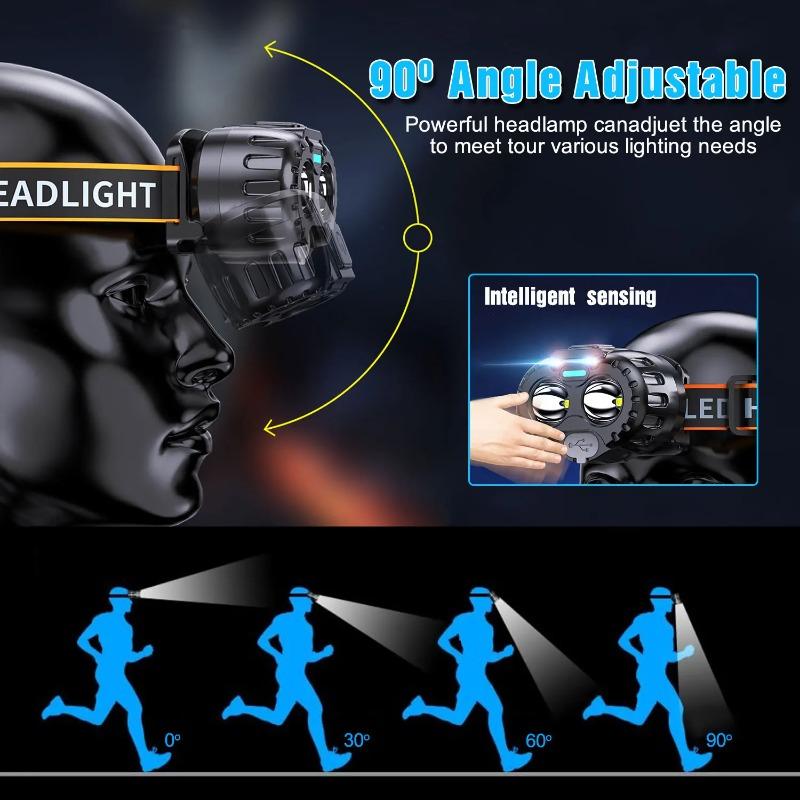 Highlight LED Headlight Motion Sensor Emergency Head Flashlight Forehead Flashlight Outdoor Fishing Camping Waterproof Headlamp