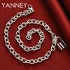 Fine 925 Sterling Silver 18 Inches Luxury Lock Pendant Necklace For Women Men Charm Fashion Wedding Gift Jewelry