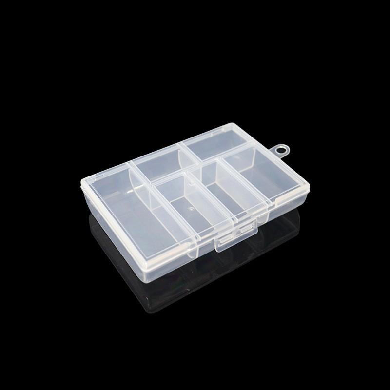 Kompakter 6-Fächer-Organizer aus transparentem Kunststoff für Elektronik, Schmuck, Perlen