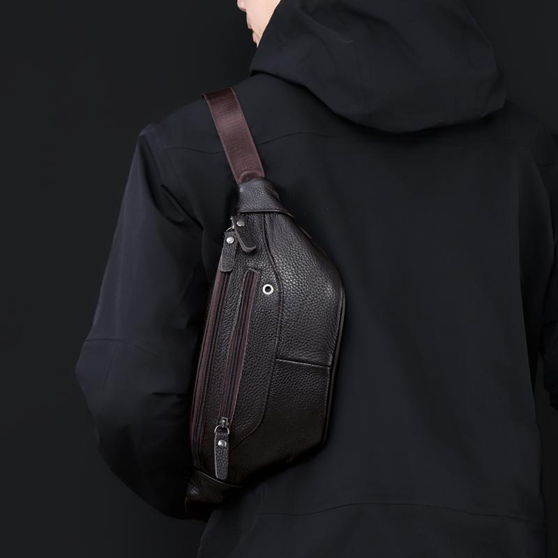 Leather Waist Bag for Men Casual Crossbody Fanny Pack with Adjustable Belt