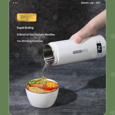 450ML Electric Kettles Portable Tea Coffee Kettle Travel Boil Water Thermal Cup Anti-Scald Water Bottle English Menu