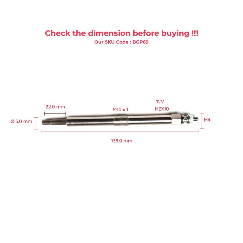 BROSS BGP69 1 Piece Heater Glow Plug 12 Volt for Perkins 2666A016 1103 1104 1106 Made In Turkey, Fast Shipment, Top Store