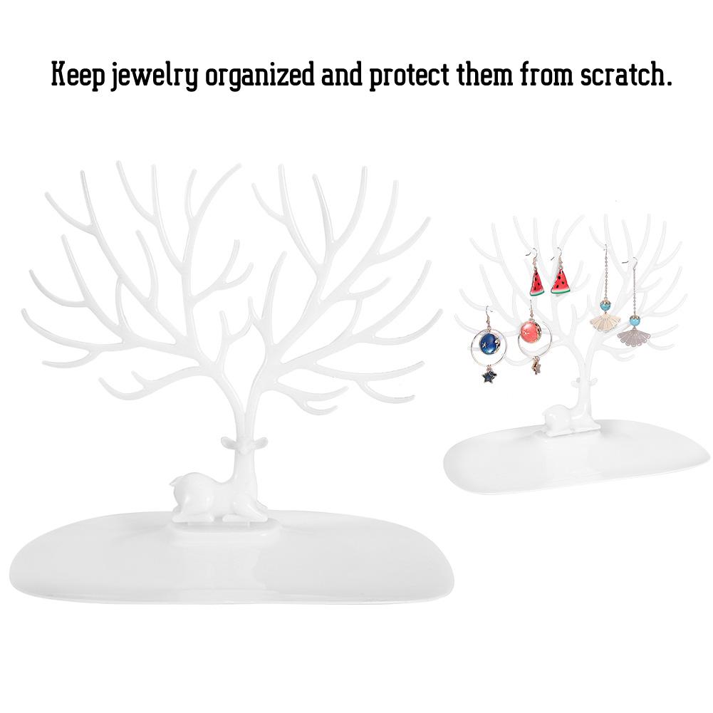 Antler Shape Dish Necklace Bracelet Pendant Jewelry Organizer Display Holder (White)