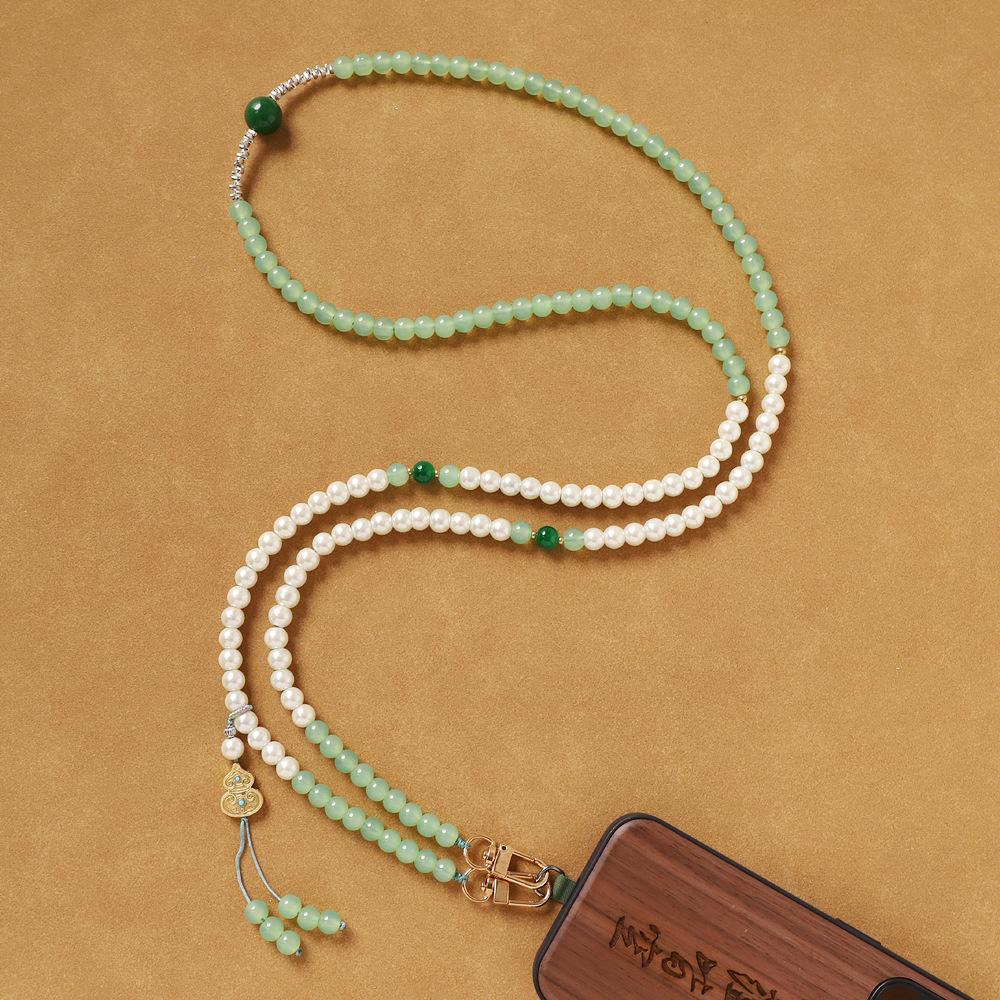 1Pcs Chinese Style Long-style Crossbody Phone Chain Anti-loss Pendant Bead Tassel Phone Chain