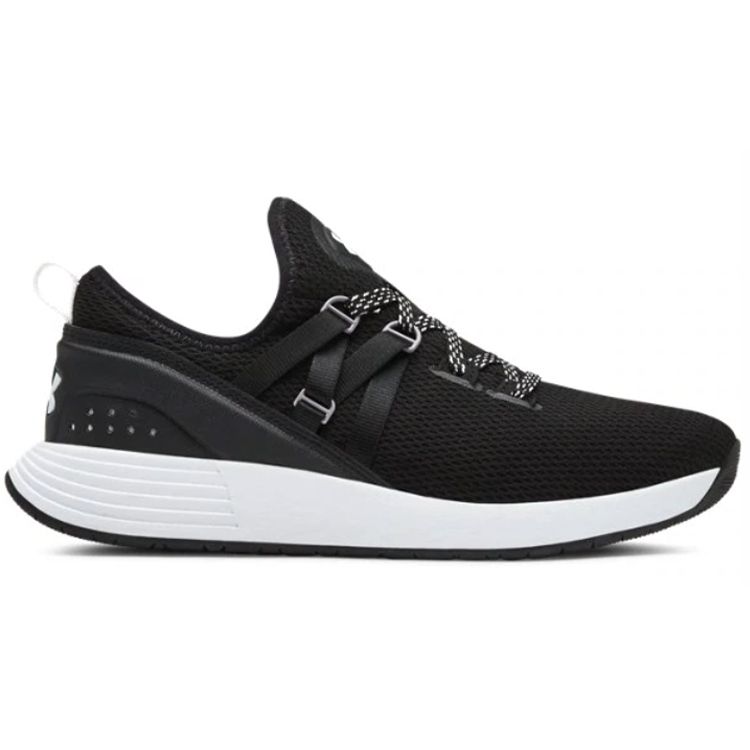 Under Armour Breathe Trainer Round Toe Comfortable Shock Absorption Non-Slip Low-Top Training Shoes Women Sneaker Black White 3021335-001