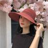 New Knitted Empty Top Hat Female Summer Sunscreen Bow Big Hat Straw Hat Outdoor Sun Hat