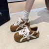 Retro Maillard color matching board shoes women's autumn new flat bottom inner height increase leisure sports
