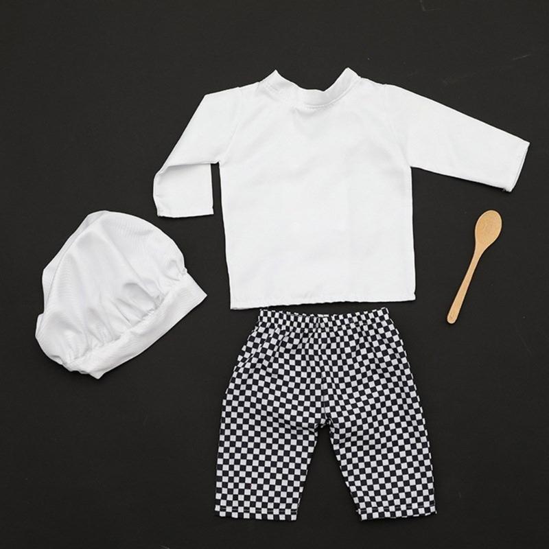 3pcs Photography Props Costume for Baby Boys Girl Newborn Chefs Outfit Photo Wear Infant Cosplay Party Props Photo Outfit