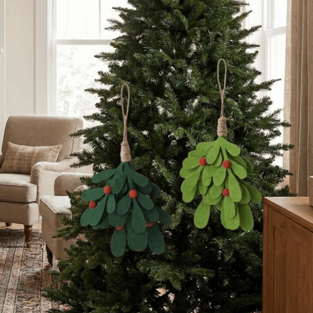 Non-woven Christmas Leaf Branch Pendant Lightweight Xmas Tree Hanging Ornament Holiday Party