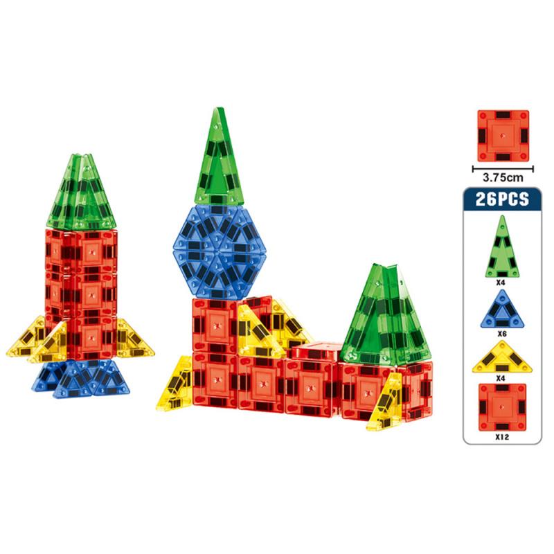 Mini 3D Magnetic Tile Building Blocks,STEM Magnet Toys Educational Toys,26PCS Travel Magnetic Construction Set for Kids