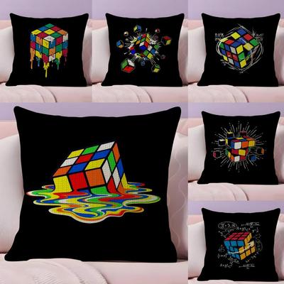 Spiel RRubik CCube Kissenbezug Natürliches Leinen Bio-Stoff Beidseitiger Druck Sofa Heimdekoration Atmungsaktiv Bettkissen