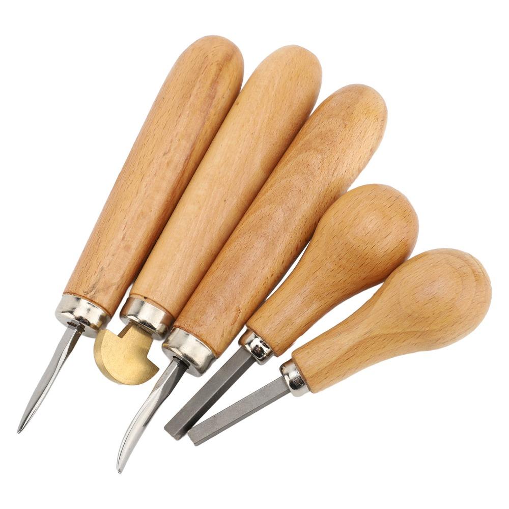 5Pcs Durable Tip Setting Tool Wood Handle Carving Chisel Long Use Prong Pusher Jewelry Making