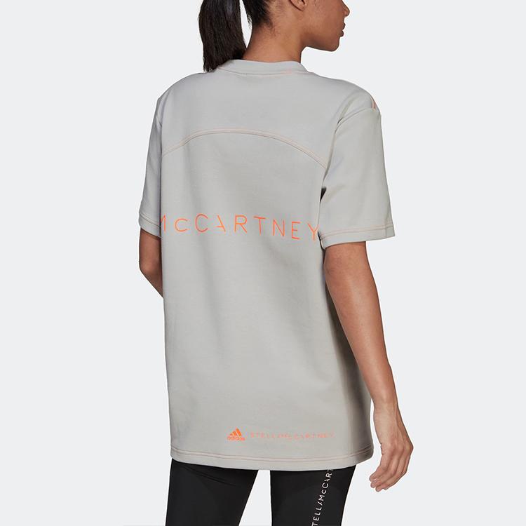Adidas x Stella McCartney Collaborative Pure Letter Print Sports Casual Short Sleeve T-Shirt Women Tops Grey HB7404