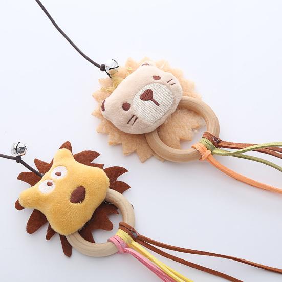 Cat Stick Toy Cartoon Lion Accessory Stress Relief Interactive Play Toy Wood