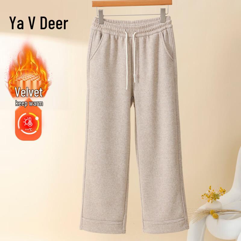 Ya Lu Women s Fleece Lined High-Waist Wide-Leg Pants L