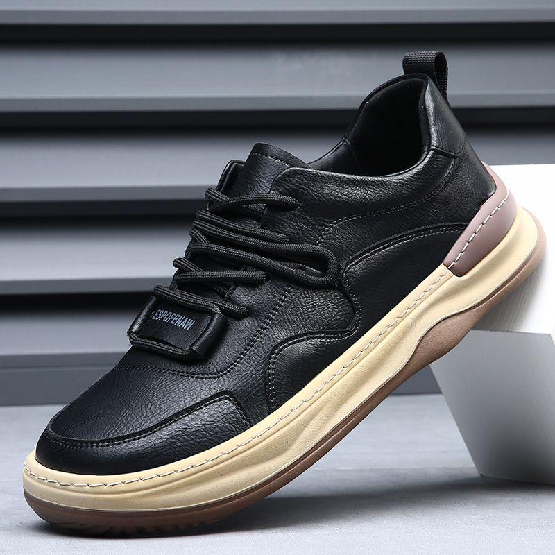 Men's Breathable Leather Crooked Toe Clown Shoes - Trendy Versatile Casual Hollowed-Out White Skate Shoes for Spring/Summer