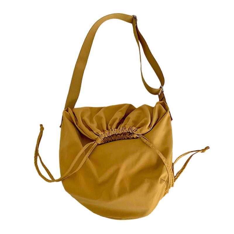 Nylon Bag Versatile Crossbody Bag Large Capacity Shoulder Bag for Women Girl Fashion Travel Bag Drawstring Leisure Bag Yellow