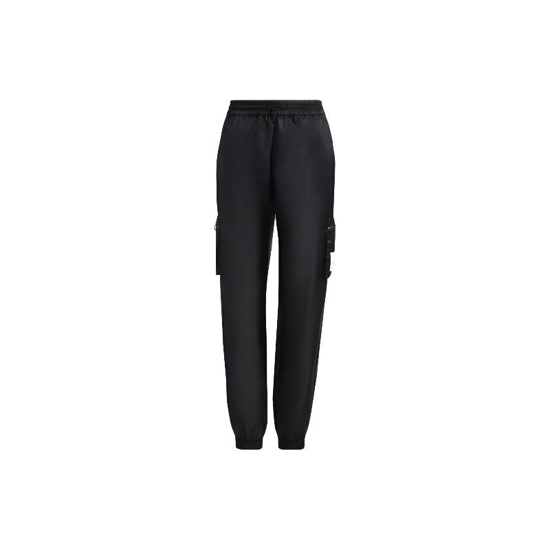 adidas Originals Trefoil Solid Color Pocket Logo Joggers With Drawstring Cuffs Women Bottoms Black HL9067
