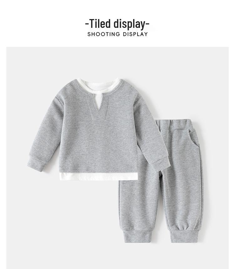 Boys' Spring Two-Piece Outfit: Hoodie and Long Pants Set for Kids