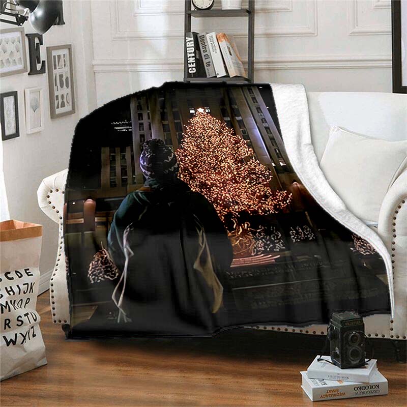 Home‑Alone Movie Print Flannel Blanket Soft Warm Throw For Bedroom Sofa Indoor Xmas Home Decor Holiday Movie Fan Birthday Gift