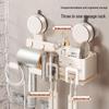 Wall-Mounted No-Drill Bathroom Stand: Electric Toothbrush & Hair Dryer Holder with Mouthwash Cup