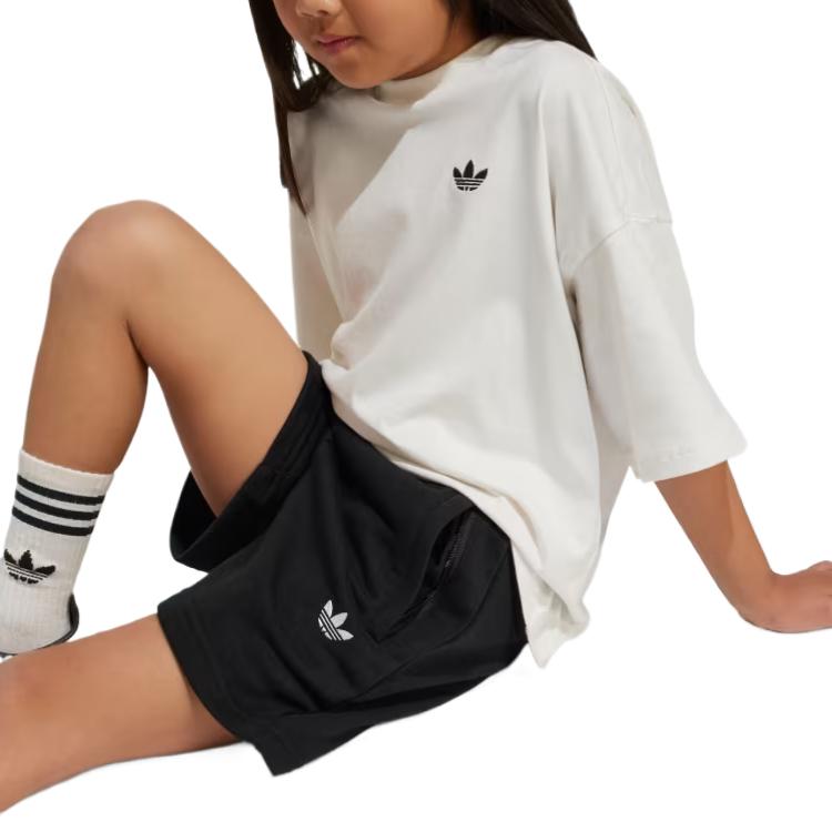 adidas Originals Casual Sports Suit Comfortable Breathable Soft Skin-Friendly Short Sleeve Simple Shorts Kids Sportswear White Black JD3105