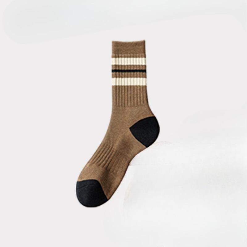 

Мужские дезодорирующие хлопковые носки с полосками для спорта осенью и зимой, впитывающие пот 1 pair хаки