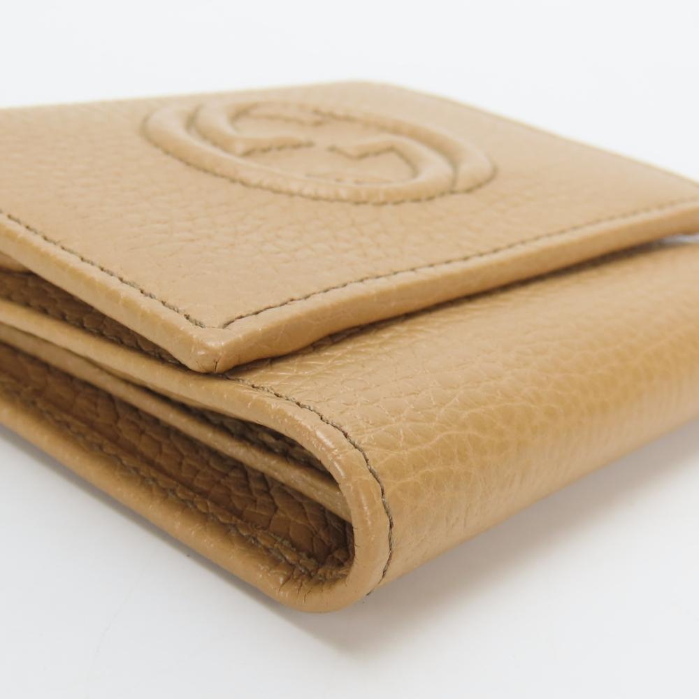 Used GUCCI Tri-fold wallet 598207 Interlocking W Hook Wallet  leather beige Accessory