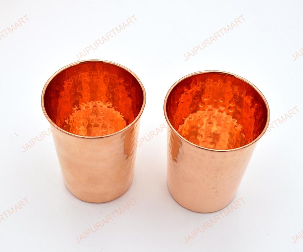 Pure Hammered Copper Glass 250Ml Handmade Copper Cups -Set of 2