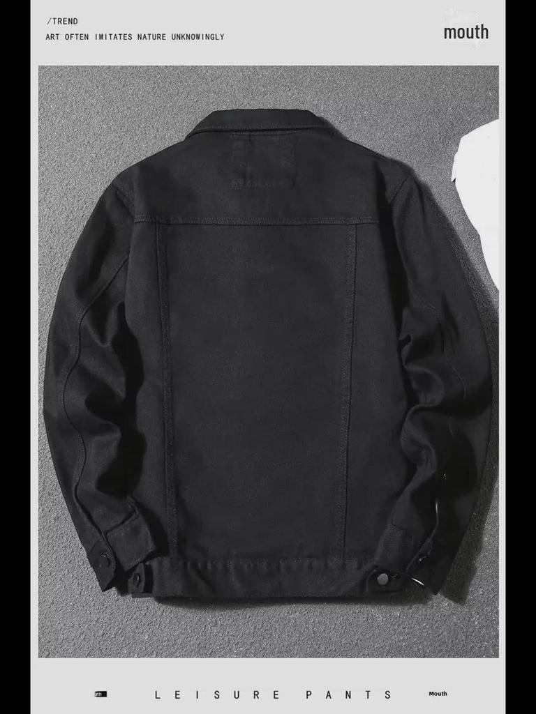 Pánská džínová bunda Slim Fit – hezký krátký styl s klopou na jarní a podzimní běžné nošení