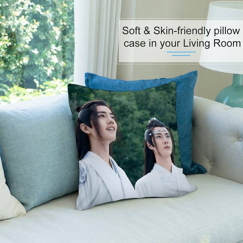 W-Wang Yibo Pillow Case Short Plush Sofa Decorative Gift Home Double-sided Printing Cushion
