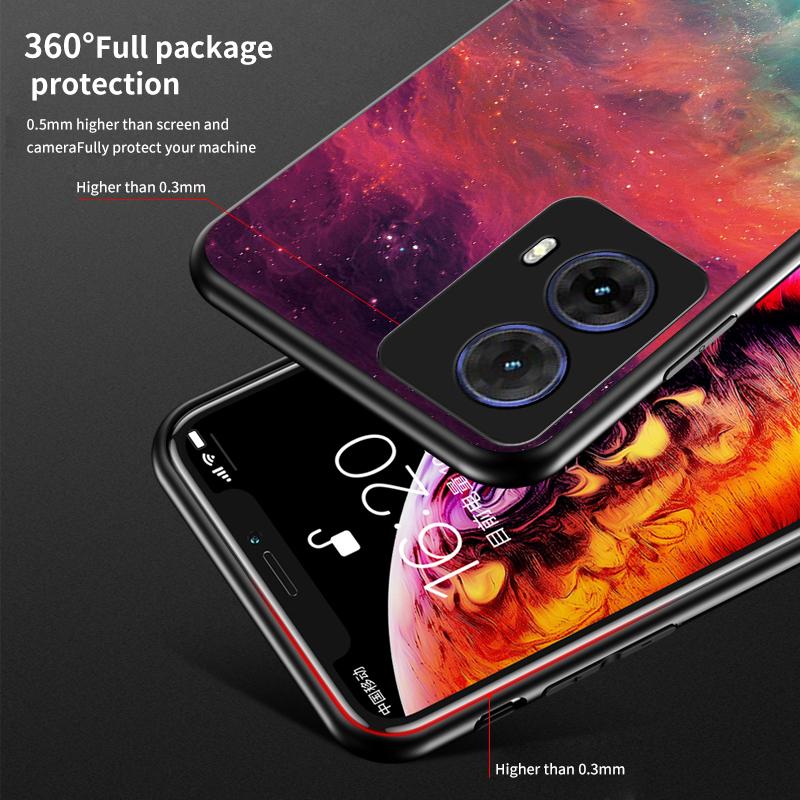 For Motorola Moto G85 5G/S50 Neo 5G Case Starry Sky Pattern Tempered Glass Phone Cover