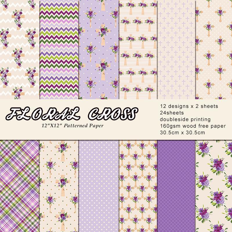 BLEDS Scrapbook Paper Pack 6x6, 24 Sheets Vintage Scrapbooking Paper Floral Paper