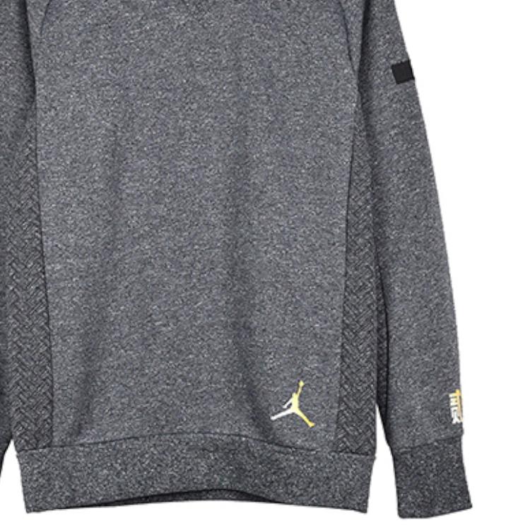 Jordan Casual Sports Knit Fleece-Lined Long Sleeve Pullover Sweatshirt Men Tops Black Grey 907925-010