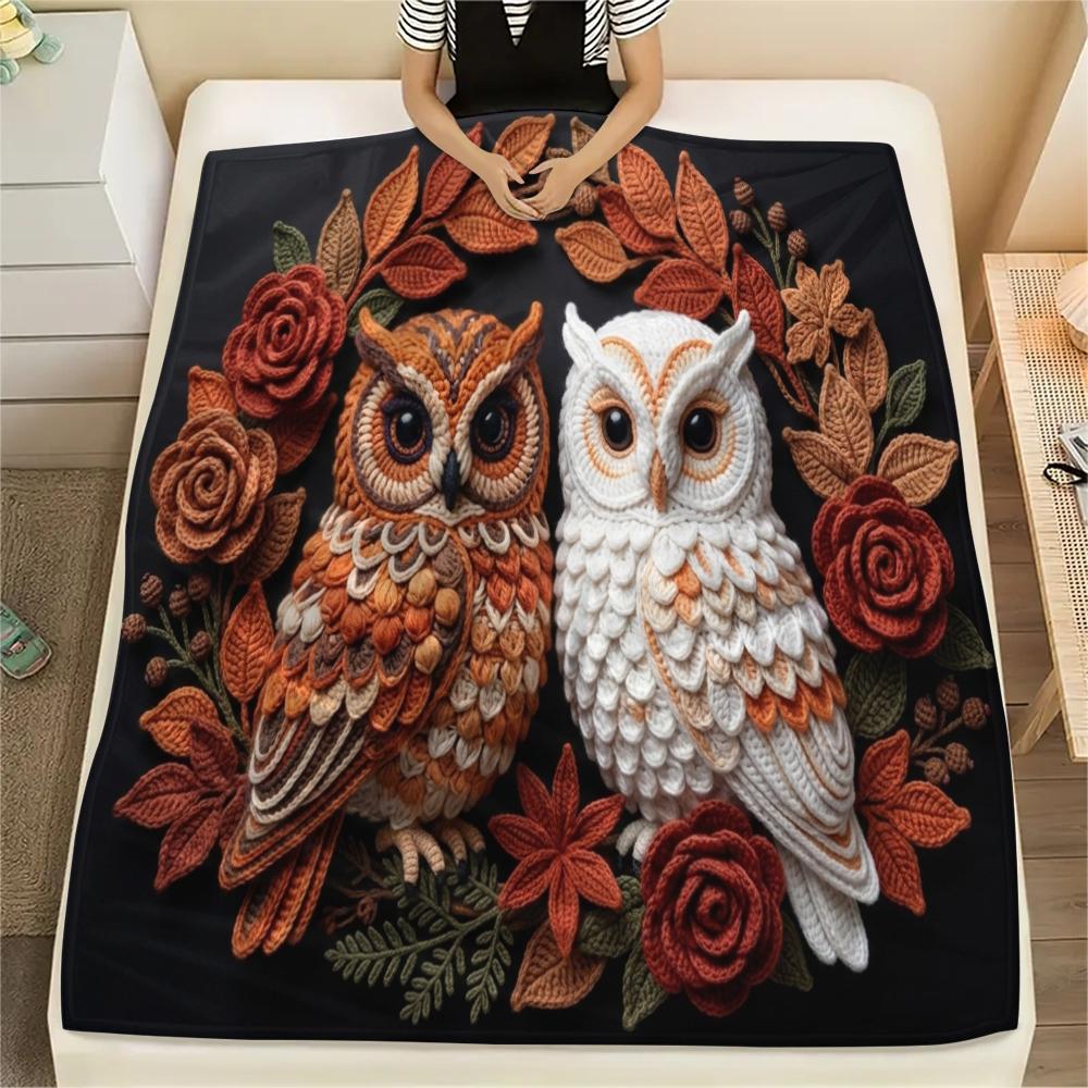 1Pc owl Print Flannel Blanket, High quality Comfortable for All Seasons, Home Decor, Warmth and Comfort, Perfect for Christmas Gifts W66