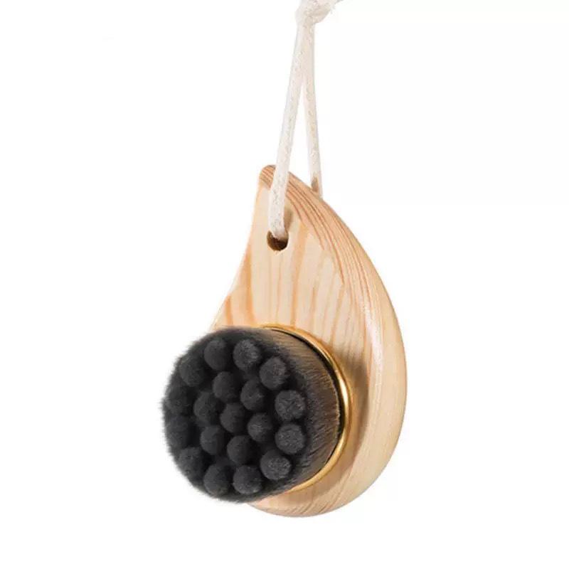Soft Bristle Face Wash Brush with Wooden Handle – Manual Facial Cleanser & Makeup Remover