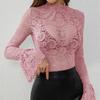 European and American Cross-Border 2026 New Style Sexy Paisley Lace Slim Fit Flared Sleeve Top for Women