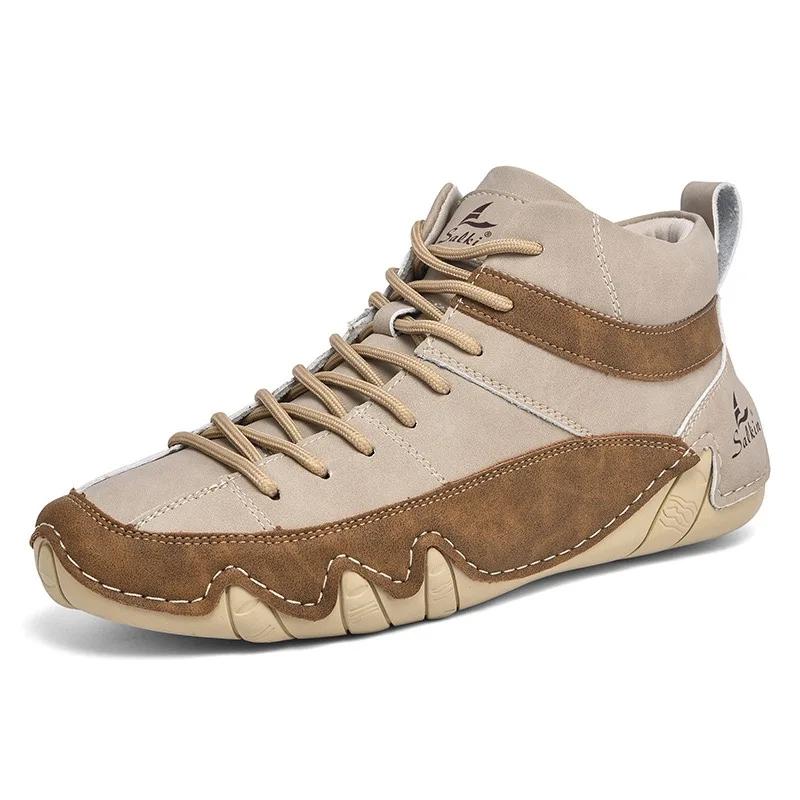 Big size 46 47 48 Autumn Winter new soft comfortable leather men ankle boots outdoor high-top hiking walking casual shoes