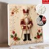 Handmade Framed Pearl Painting Set with Festive Nutcracker Design 5D Shiny Bead Art Canvas Creative Craft for Christmas Home Room Decor