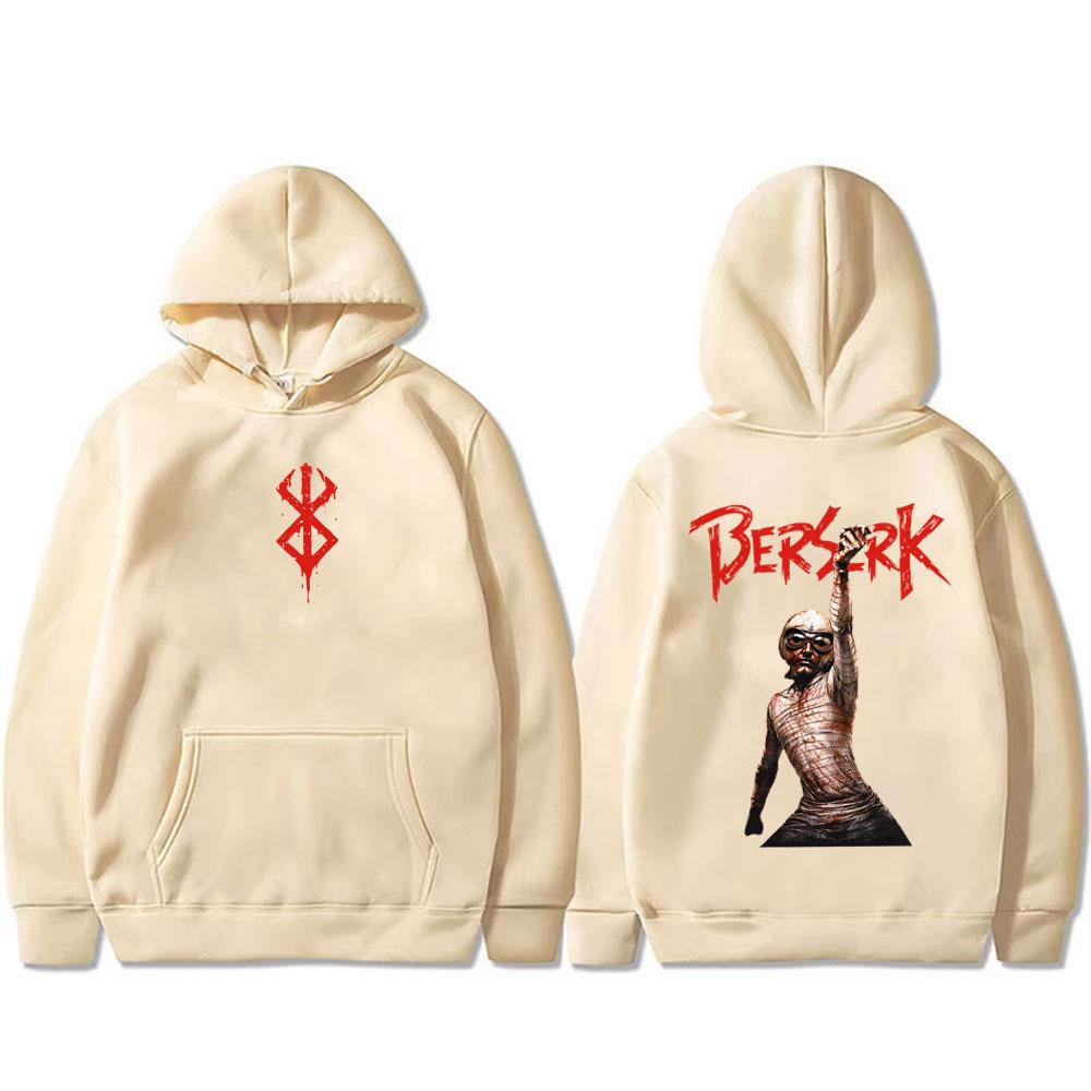 Anime Berserk Guts Hoodie Retro Manga Skull Knight Gatsu Griffith Zodd Sweatshirt Men's Fleece Hoodies