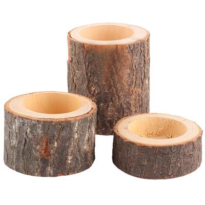 3pcs/Set Wooden Candle Stand Tea Light Candle Holders for Rustic Wedding Party Birthday Holiday