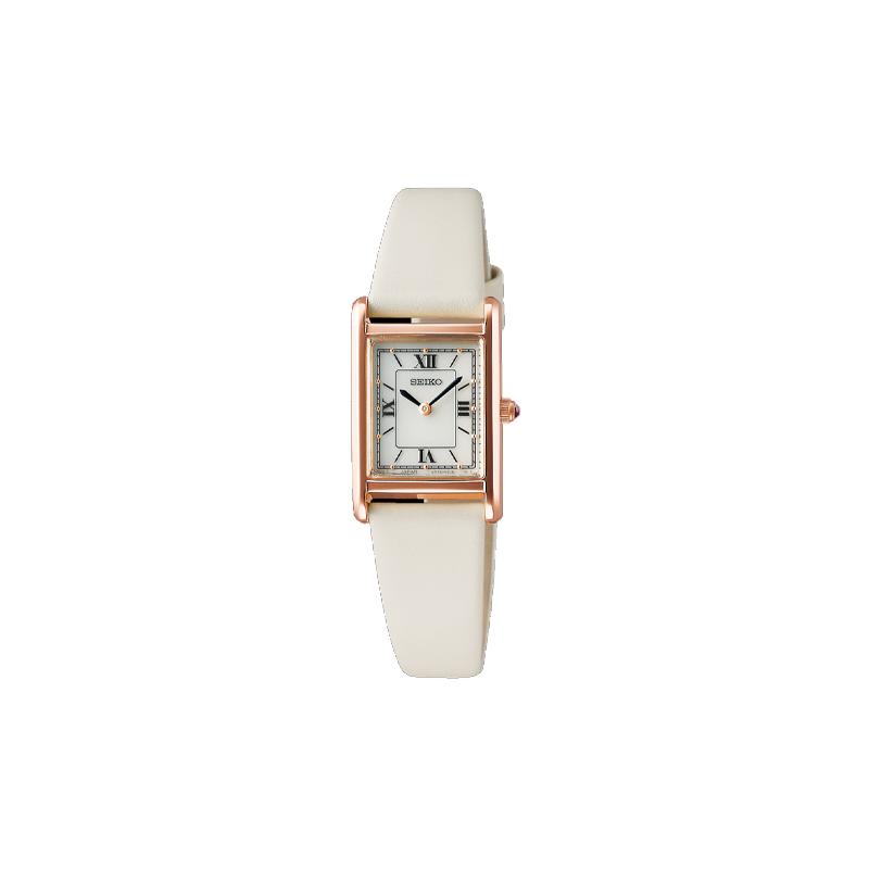 SEIKO 30m Waterproof Fashion Patek Quartz Leather Strap Women s Watch White Dial STPR076 золотой