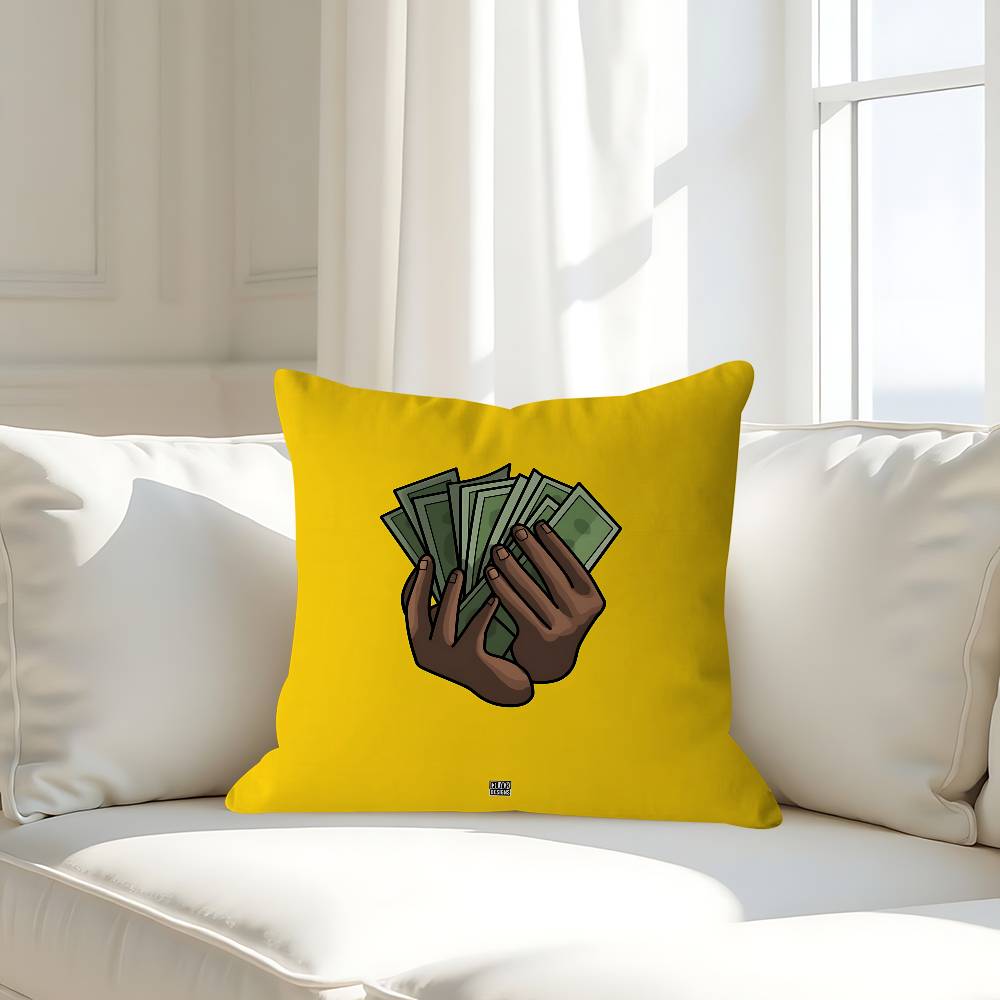 Cartoon Currency Pillow Case Removable Washable Cushion Cover – All-Season Soft Linen