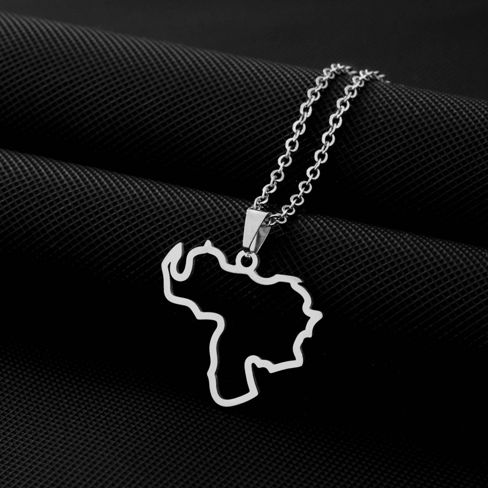Venezuela Map Pendant National Map Necklace Stainless Steel Jewelry Gift for Women Men