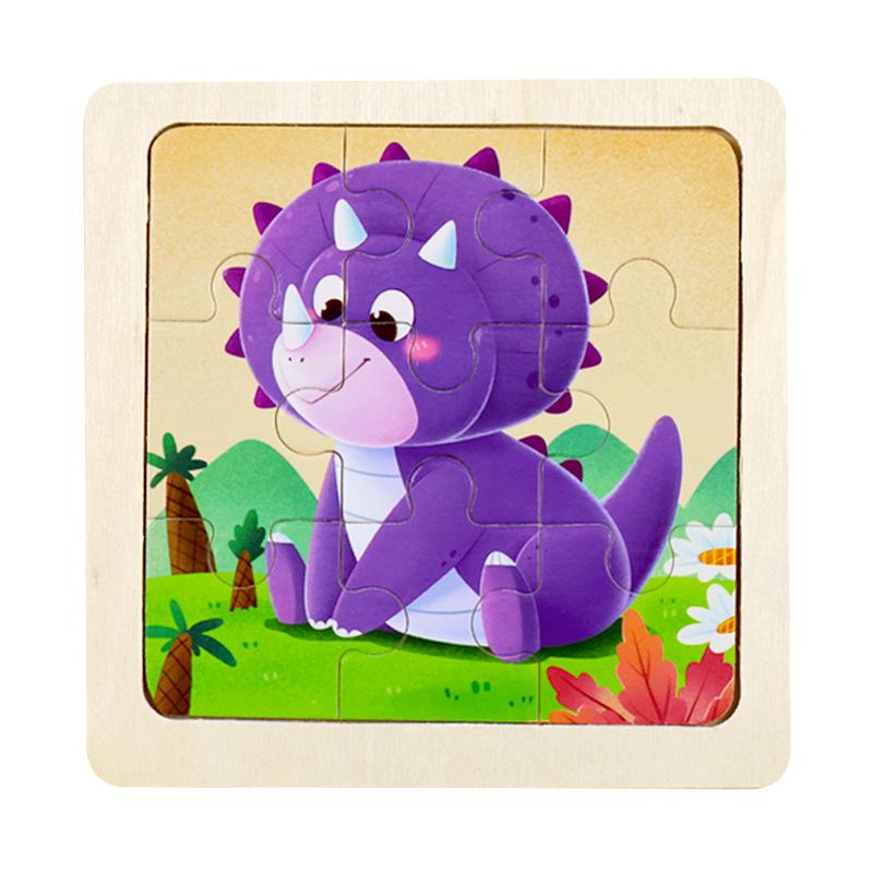 Small Children's 9-piece Wooden Plane Puzzle Cartoon Animation Puzzle Baby Educational Early Education Toy