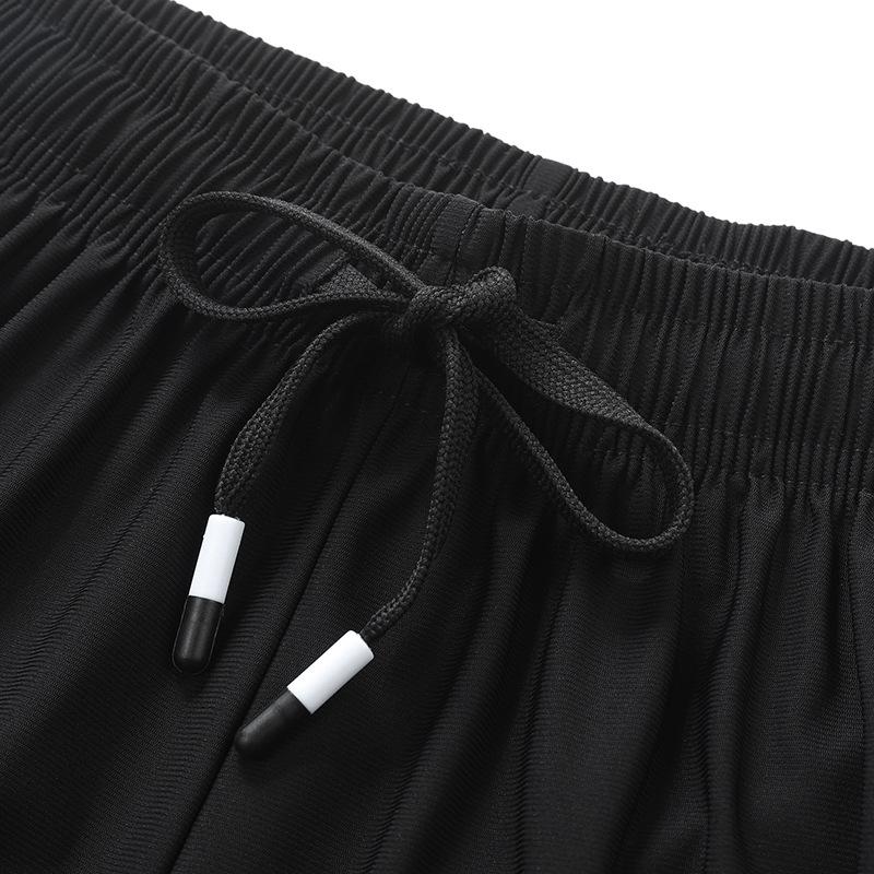 Men's High Stretch Ice Silk Shorts Plus Size Sports Five Quarter Pants Summer Thin Beach Pants